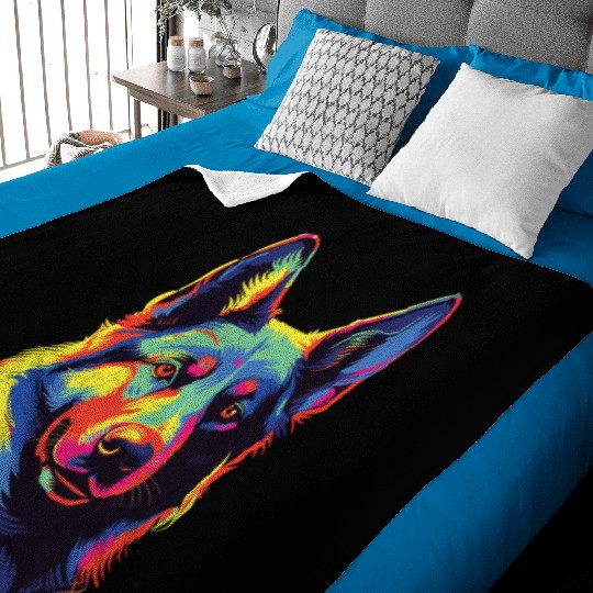 Watercolor Colorful Norwegian Elkhound Baby Blankets