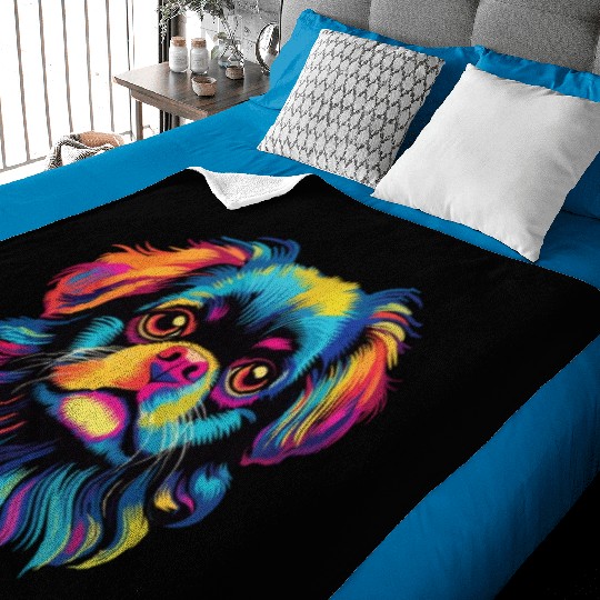 Watercolor Colorful Tibetan Spaniel Baby Blankets