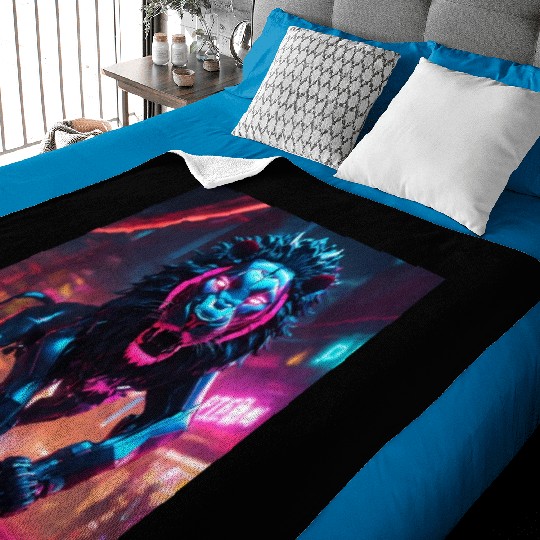 Ultra definição de lion biônico ambiente cyberpunk Baby Blankets