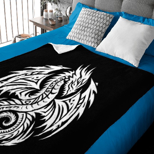 Vintager Scaly Tattoo Dragon With Wings Baby Blankets