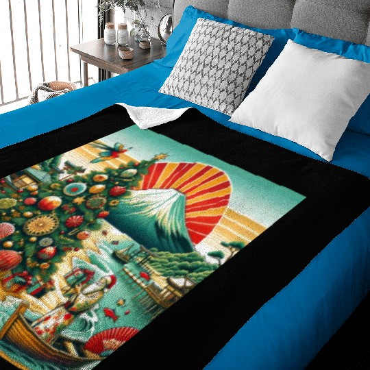 Japanese Style Christmas in July Baby Blankets