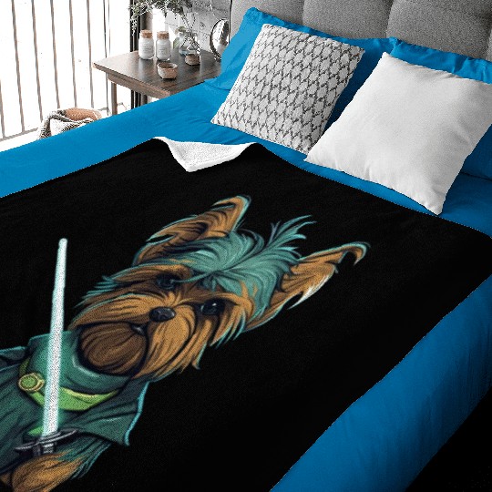 Yorkie with Lightsword Baby Blankets