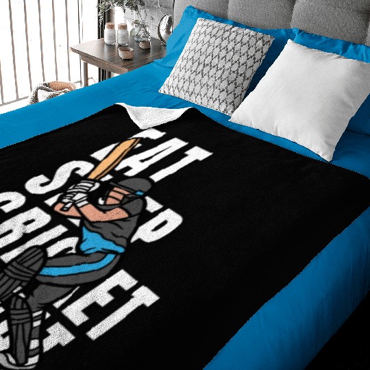 Eat Sleep Cricket Repeat Baby Blankets