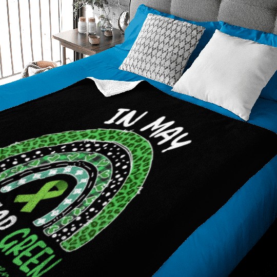 In May We Wear Green Mental Health Matters Baby Blankets