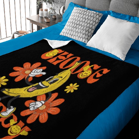 Choose Happy Retro Banana Mascot Baby Blankets