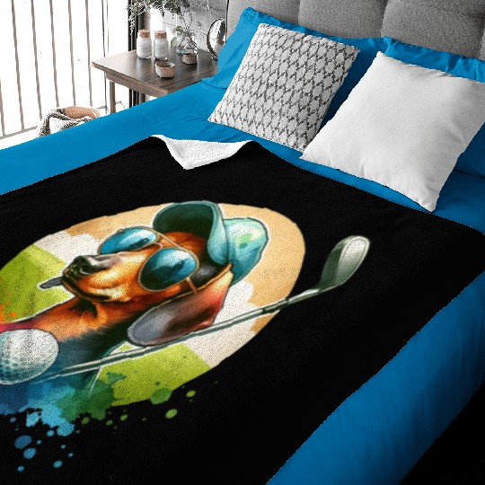Cool Golf Player Dachshund Wiener Dog Design Baby Blankets