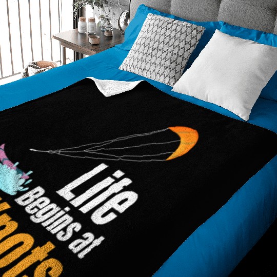 Life Begins At 15 Knots Funny Kitesurfing Baby Blankets