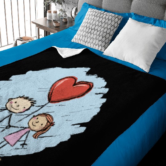 Lovers Stick Figure Couple Valentine's Day Baby Blankets