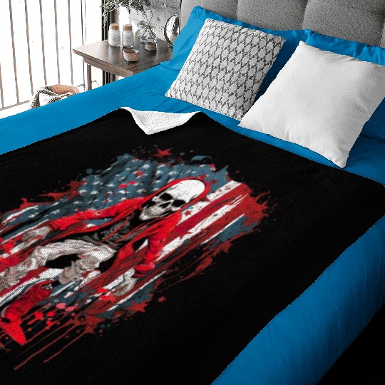Skull Dance Patriotic Street American USA Flag Baby Blankets