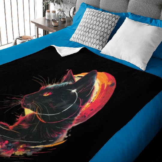 Solar Eclipse with Cat Baby Blankets