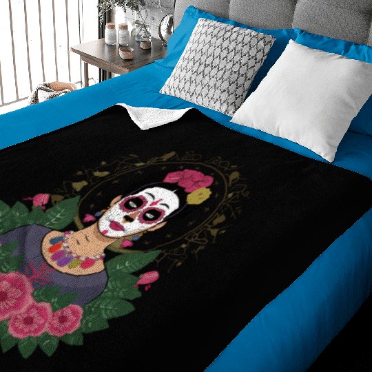 Frida Kahlo Day of the Dead Baby Blankets