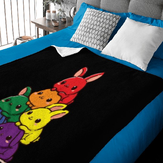 Bunnies Rainbow Flag Pride Month Cute Bunnies Baby Blankets