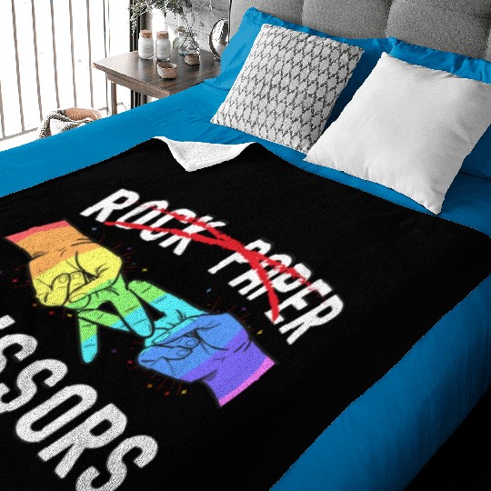 Lesbian Pride Rock Paper Scissors Funny LGBTQ Baby Blankets
