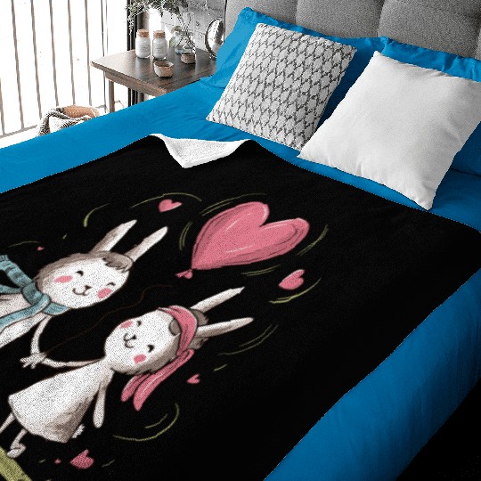 Funny bunny couple lovers Valentine's Day Baby Blankets