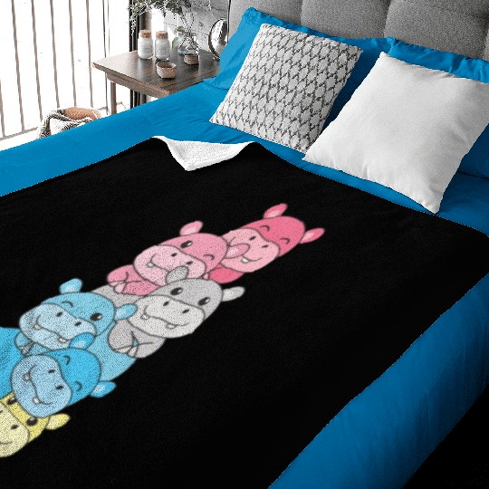 Genderflux Flag Pride Lgbtq Cute Hippo Baby Blankets