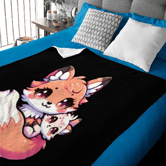 Proud Mother Fox With Her Fox Cub for Mother's Day Baby Blankets
