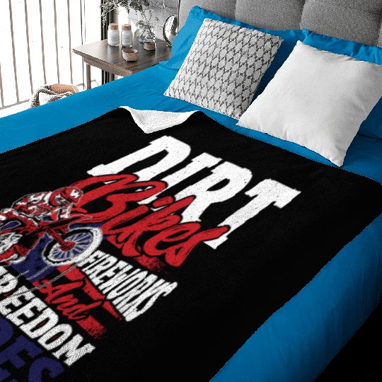 Dirt Bike American Flag Motocross Biker 4th of Baby Blankets