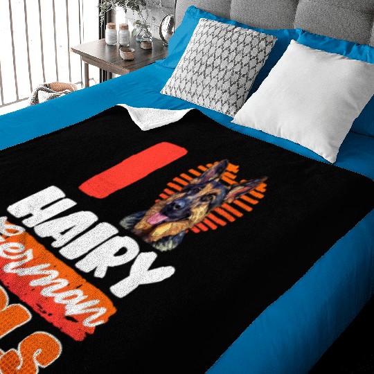 German Shepherd Dog I LOVE HAIRY GERMAN GIRLS Baby Blankets