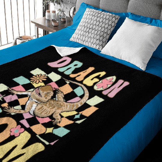 Dragon Mom Groovy Bearded Dragon Lizard Lover Baby Blankets