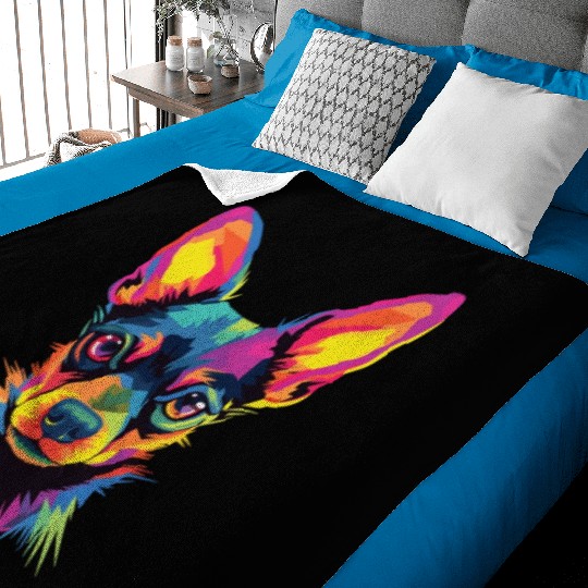 Watercolor Colorful Russian Toy Terrier Baby Blankets