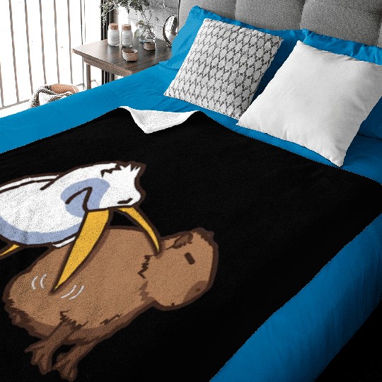 Pelican Tries to Eat Capybara Funny Meme Baby Blankets