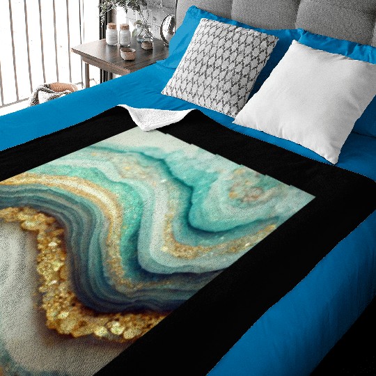 Teal Agate Geode Stone Baby Blankets