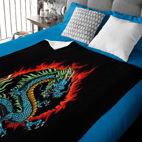 Angry Japanese Dragon Baby Blankets
