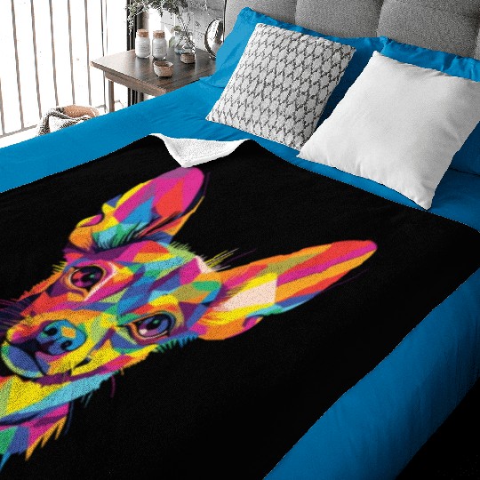 Watercolor Colorful Russian Toy Terrier Baby Blankets