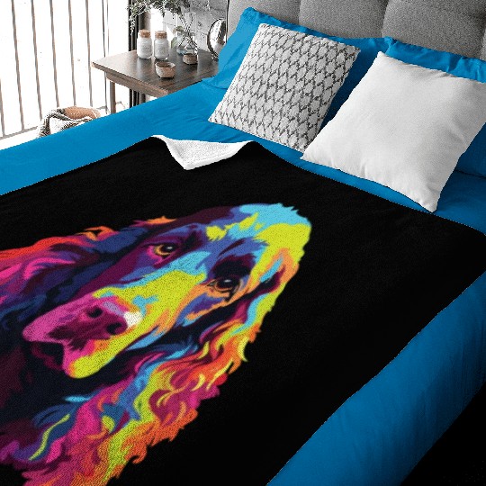 Watercolor Colorful Irish Water Water Spaniel Baby Blankets