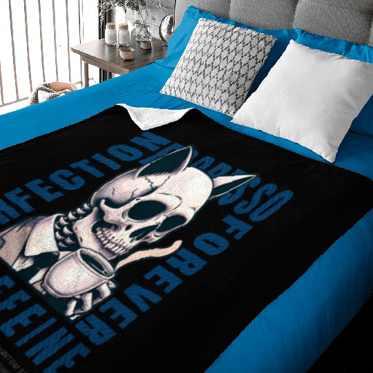 Cat Skull Caffeine Connoisseur - Eternal Coffee Baby Blankets