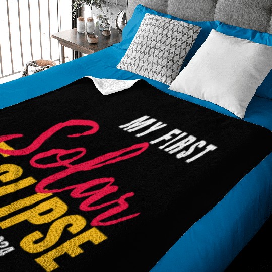 My First Total Solar Eclipse April 8, 2024 Baby Blankets