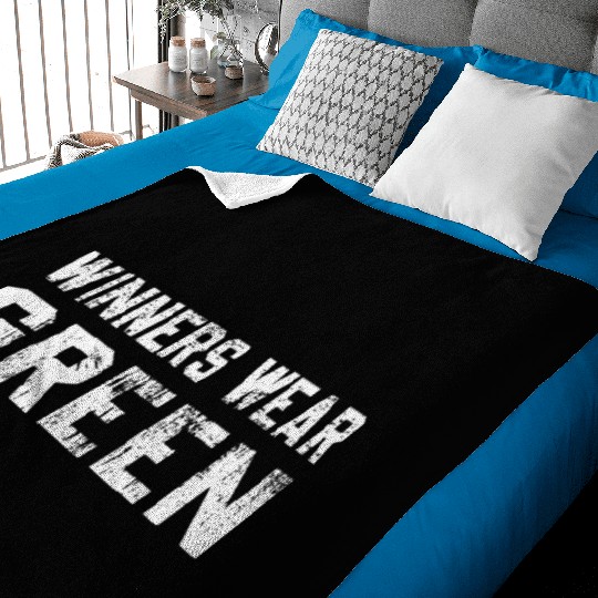 Winners Wear Green Team Spirit Game Competition Baby Blankets