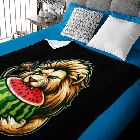 Lion Enjoying a Juicy Watermelon Baby Blankets