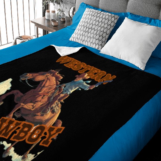 Vintage Western Cowboy,country Baby Blankets, Retro 90s