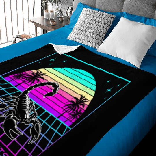 Beach Beats Retro Scorpion - Synthwave Sunset Baby Blankets