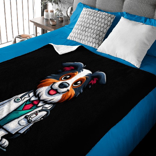 Border Collie as a Doctor, funny dog Baby Blankets