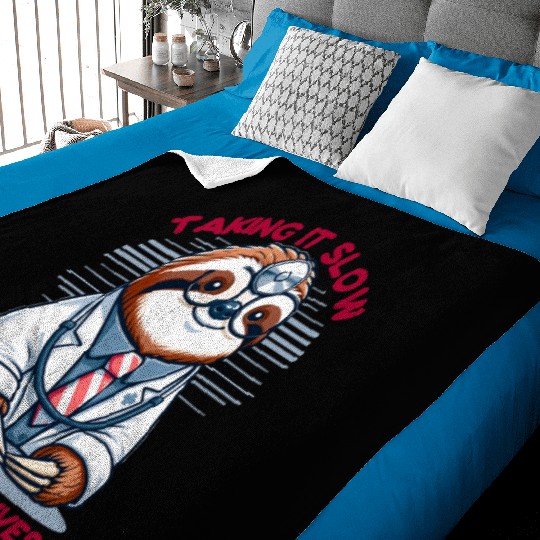 Sloth as a Doctor with Medical Humor Baby Blankets