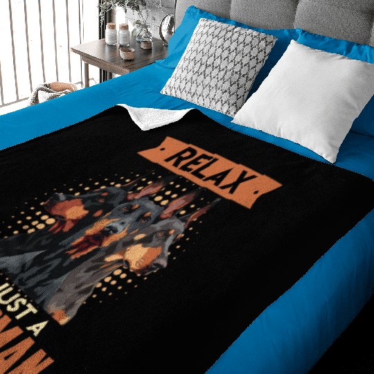 Doberman Owner RELAX IT'S JUST A DOBERMAN Baby Blankets