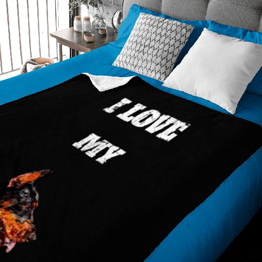 I Love My Geometric Doberman Design Baby Blankets