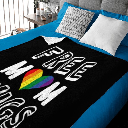 Free Mom Hugs Lesbian Baby Blankets