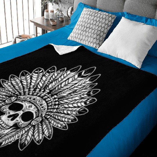Indigenous Native American Skull Head Baby Blankets