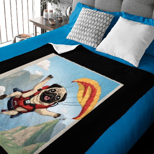 A pug skydiving Baby Blankets