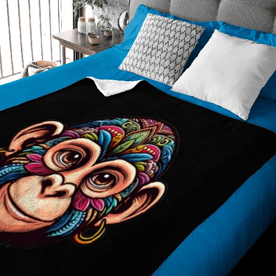 Cute Monkey Face Baby Blankets