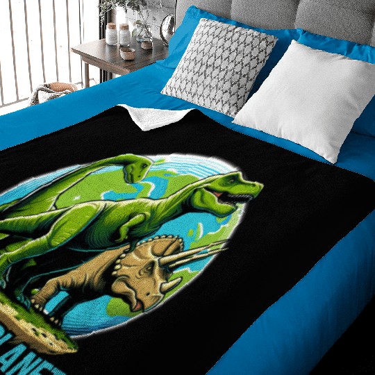 Save Our Planet Dinosaurs Kid Cute Earth Day Boys Baby Blankets