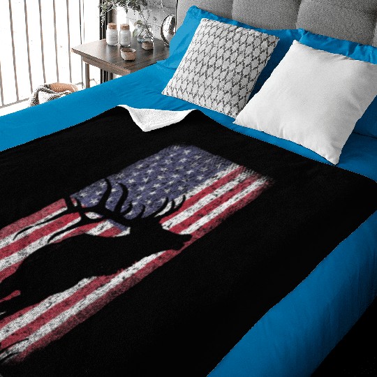 Elk Hunting Bugling Bull US Flag American Baby Blankets