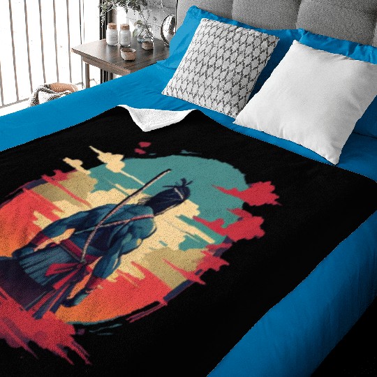 Anime samurai silhouet Baby Blankets