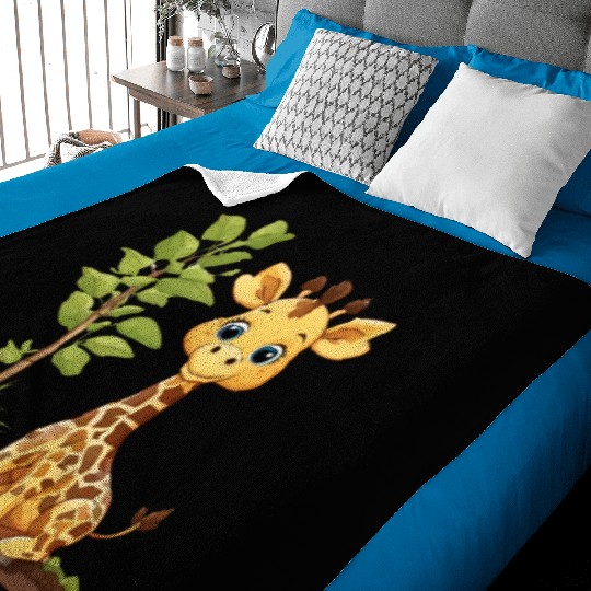 Earth Day Giraffe: Vibrant, Cute Design Baby Blankets