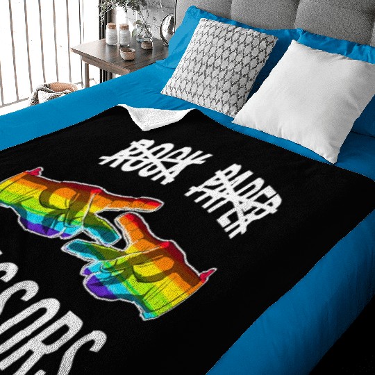 Paper Scissors Lesbian Pride Rainbow LGBT Baby Blankets