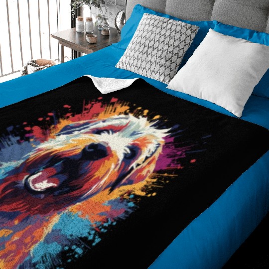 Watercolor Colorful Smooth-haired Fox Terrier Baby Blankets