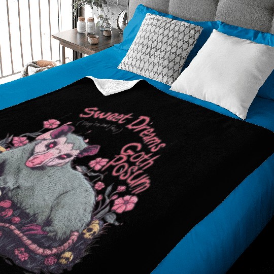 sweet dreams goth possum Street Cats Squad Baby Blankets